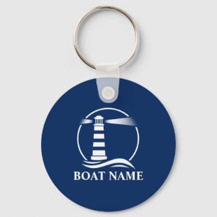 Your Boat Name with Classic Lighthouse Key Ring
