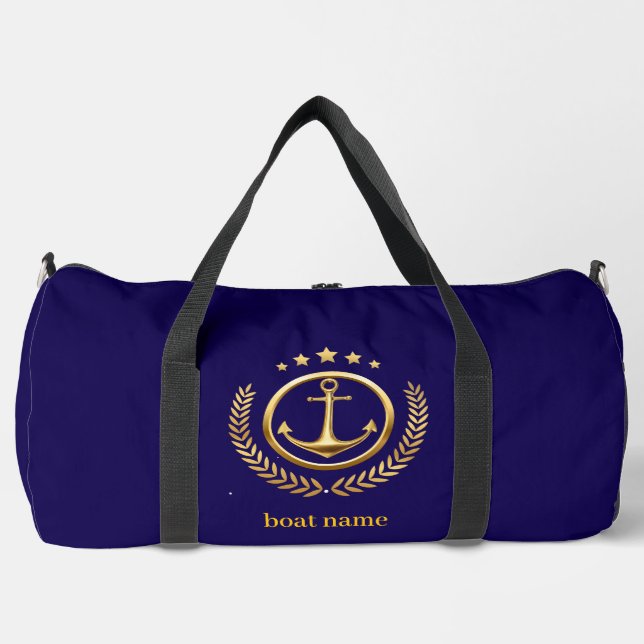 Your Boat or Name Anchor Navy Duffle Bag (Front)