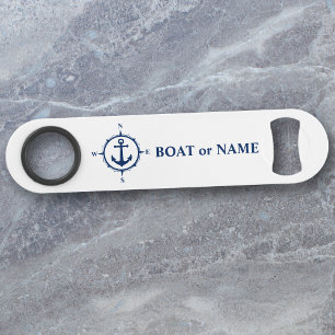 Your Boat or Name Nautical Compass Anchor White