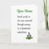 Your Bonus - a funny poem to accompany a bonus