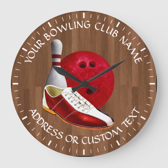 Your Bowling Club Name Bowling Club Owner Large Clock (Front)