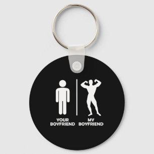 Your Boyfriend Vs My Funny Bodybuilding Gym Design Key Ring