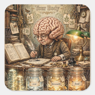 "Your Brain Budgets Your Body" Science Sticker