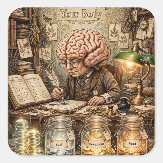 "Your Brain Budgets Your Body" Science Sticker (Front)