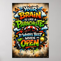 Your Brain Is Like A Parachute Retro Graffiti