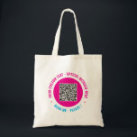 Your Branded Promotional QR Code Tote Bag Example<br><div class="desc">Custom Fonts and Colors - Design Your Own Personalized Tote Bags example with Your QR Code Scan Info and Custom Text Branded Promotional Business or Personal Modern Tote Bag / Accessories / Corporate Gifts - Add Your QR Code - Image - Photo or Logo / Text - Name or other...</div>