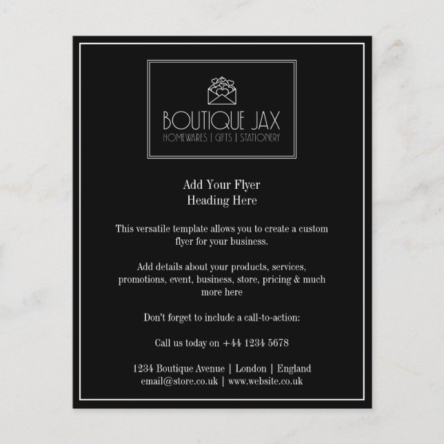 Your Branding and Logo Simple Black Flyer (Front)