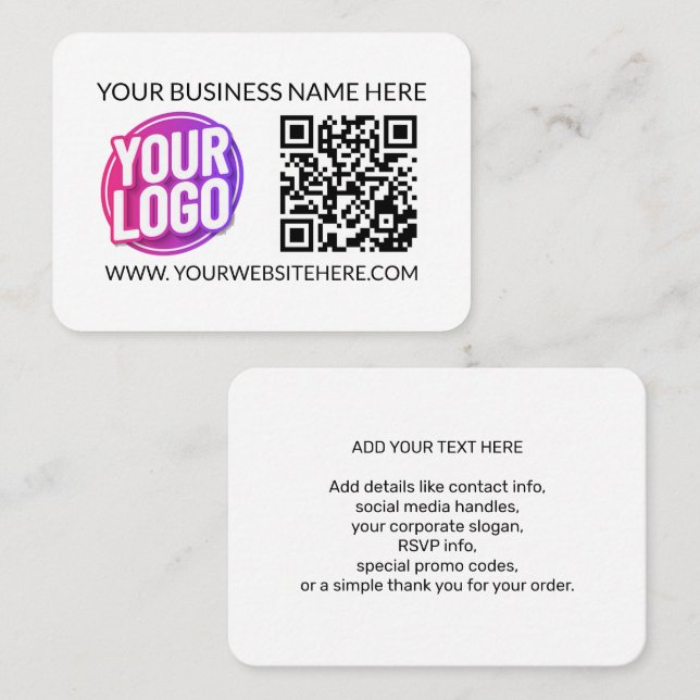 Your Business Company Team Logo & QR Code & Text Business Card (Front/Back)