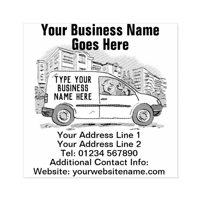 Your Business Details on a Square Rubber Stamp (Imprint)