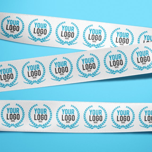 Your Business Logo All Over Patterned White Satin Ribbon (Creator Uploaded)