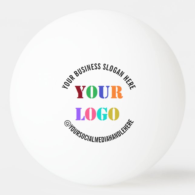 Your Business Logo and Custom Text Ping Pong Ball (Front)
