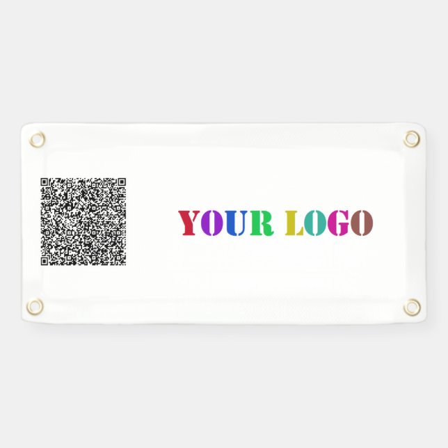 Your Business Logo and QR Code Promotional Banners (Horizontal)