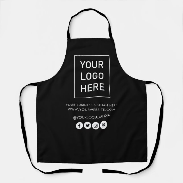Your Business Logo and Text Company Branded black  Apron (Front)