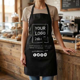 Your Business Logo and Text Company Branded black Apron