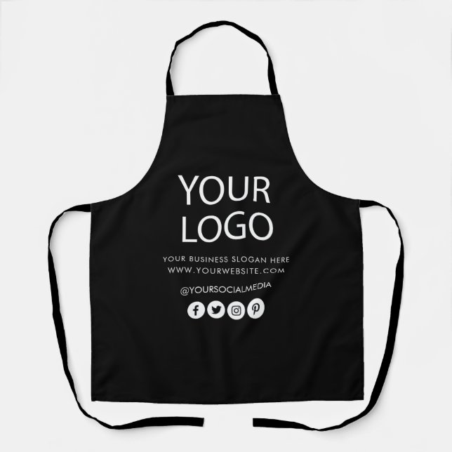 Your Business Logo and Text Company Branded black  Apron (Front)