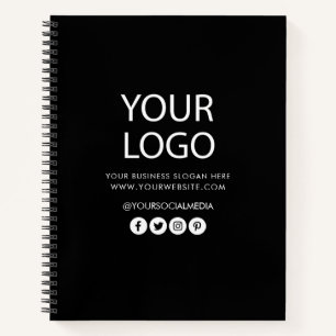 Your Business Logo and Text Company Branded black  Notebook