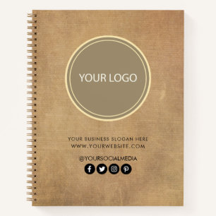 Your Business Logo and Text Company Branded brown Notebook