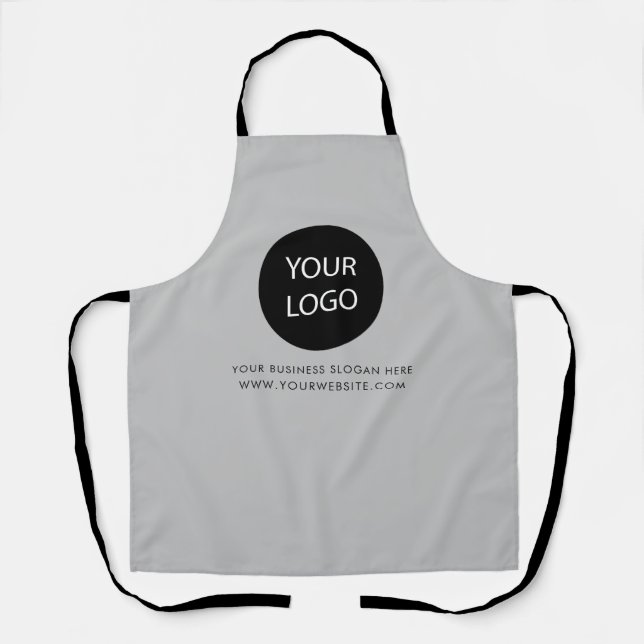 Your Business Logo and Text Company Branded Grey  Apron (Front)