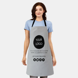 Your Business Logo and Text Company Branded Grey Apron