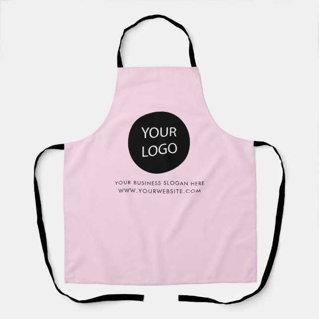 Your Business Logo and Text Company Branded Pink Apron (Front)