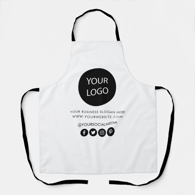 Your Business Logo and Text Company Branded White  Apron (Front)