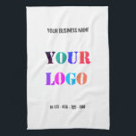 Your Business Logo and Text Company Kitchen Towel<br><div class="desc">Custom Colours and Fonts - Personalised Kitchen Towels with Your Company Logo and Name Text Info Business Promotional or Modern Personal Kitchen Towel / Gift - Make Unique Your Own Design - Add Your Logo - Image - Photo or QR Code / Name - Info or Custom Text - Resize...</div>