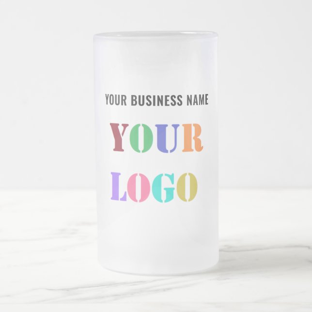 Your Business Logo and Text Frosted Glass Beer Mug (Center)
