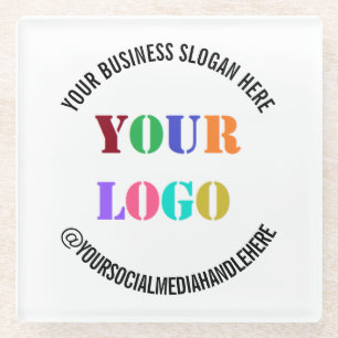 Your Business Logo and Text Glass Coaster Example