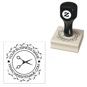 Your Business Logo and Text Hair Salon Scissors    Rubber Stamp