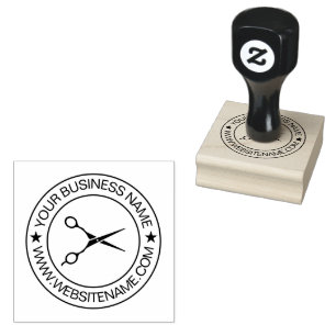 Your Business Logo and Text Hair Salon Scissors    Rubber Stamp