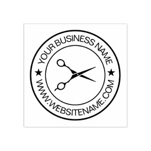 Your Business Logo and Text Hair Salon Scissors Rubber Stamp