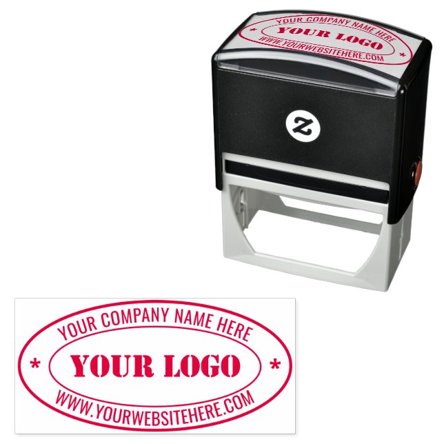 Your Business Logo and Text Oval Self-inking Stamp (In Situ)