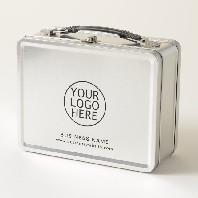 Your Business Logo and Website Stylish Custom Metal Lunch Box (Front)
