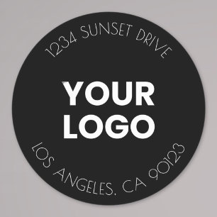 Your Business Logo Black & White Return Address Classic Round Sticker