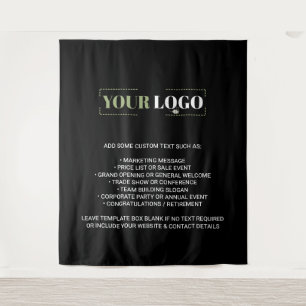 Your Business Logo Custom Brand Black Backdrop Tapestry