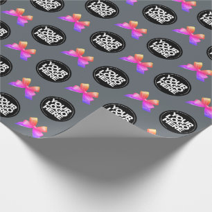 Your Business Logo Custom Cute Rainbow Grey Wrapping Paper