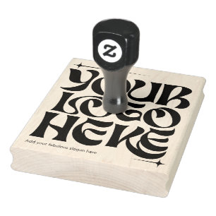 Your Business Logo Custom Groovy Retro Rubber Stamp