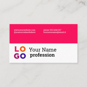 Your Business Logo Custom Simple Magenta Card