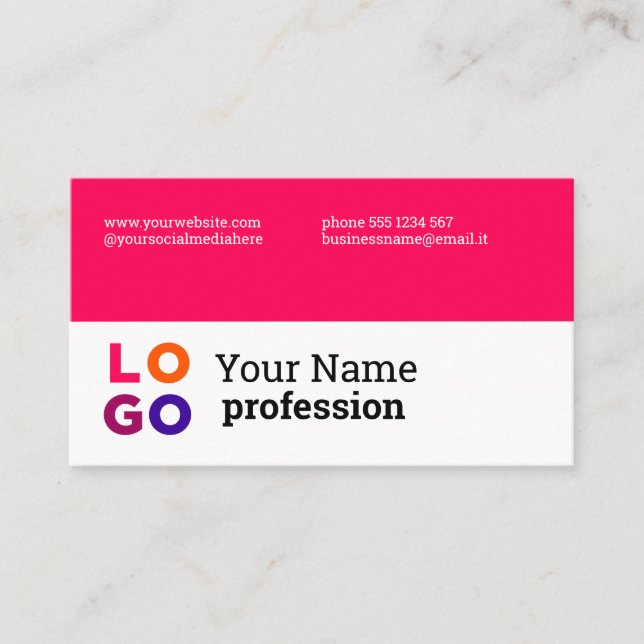 Your Business Logo Custom Simple Magenta Card (Front)