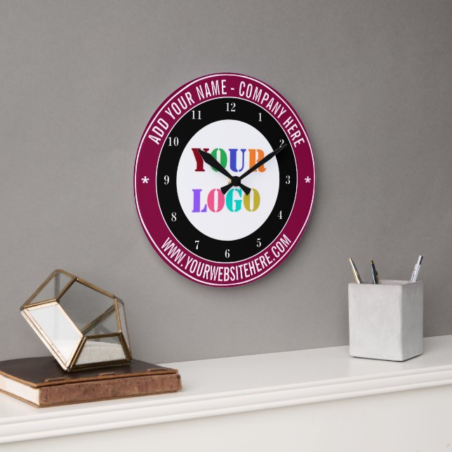 Your Business Logo Custom Text Company Wall Clock (Office)