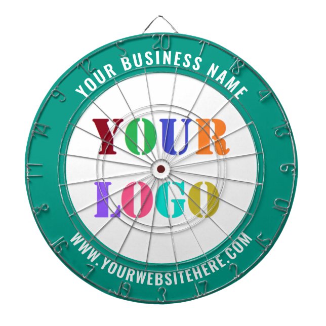 Your Business Logo Custom Text Dart Board Template (Front)