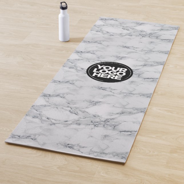 Your Business Logo Custom White Marble Yoga Mat (In Situ)