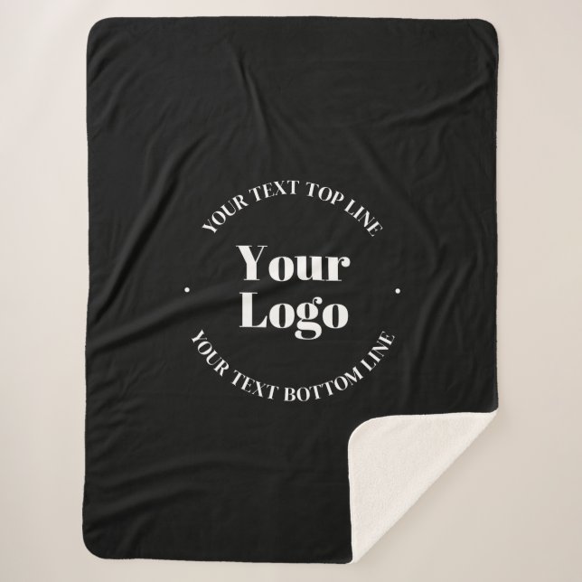 Your Business Logo & Customisable Text Template  Sherpa Blanket (Front)