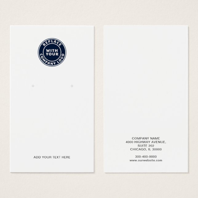 Your Business Logo Earrings Display Card (Front & Back)