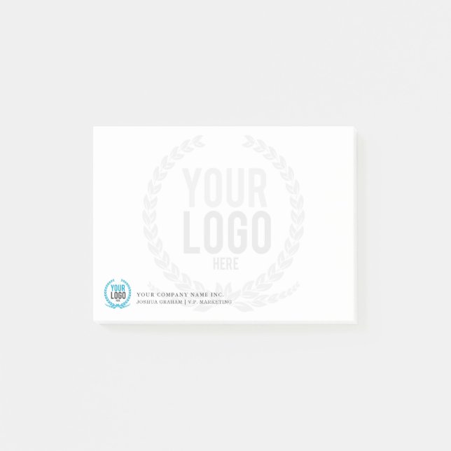 Your Business Logo Faded Backdrop | Customised 4x3 Post-it Notes (Front)