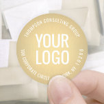 Your Business Logo Faux Gold Foil Return Address Classic Round Sticker<br><div class="desc">Represent your business in style with these elegant gold faux foil return address labels / envelope seals. Your company logo appears in the centre of the circle. Image and text are simple to customise for small business or corporate use. For best results, upload a logo image that is all white...</div>