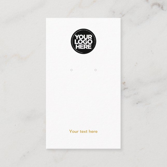 Your Business Logo Gold White Earring Display Card (Front)