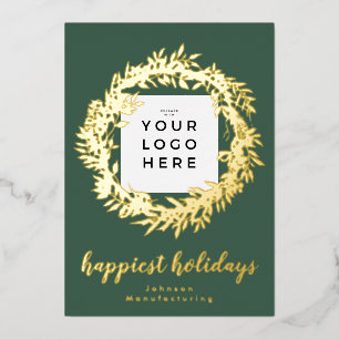 Your Business Logo Happiest Holidays Frame Wreath