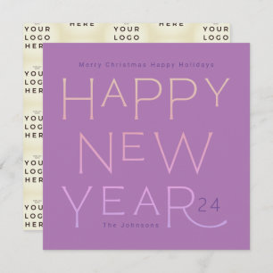 Your Business Logo   Happy New Years Modern Custom Holiday Card