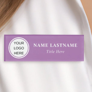 Your Business Logo Here l Simple Purple Corporate Name Tag